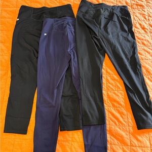 Fabletics Set of 3 Black and Navy Yoga Pants Leggings with Pockets